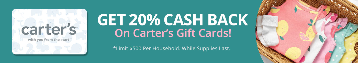MyGiftCardsPlus: 20.0% discount on Carter’s